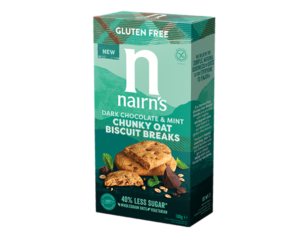 Nairns Gluten Free Dark Chocolate and Mint Chunky Biscuit Breaks